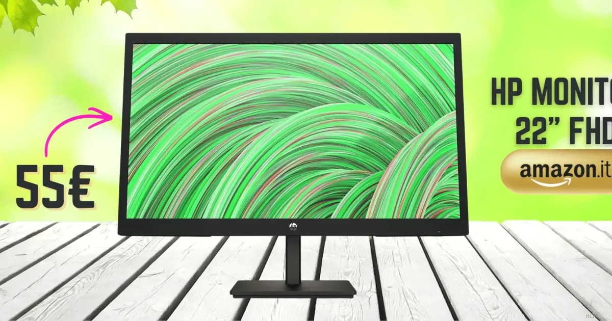 Monitor HP Full HD a meno di 56 euro: l'occasione su Amazon con sconto del 60%